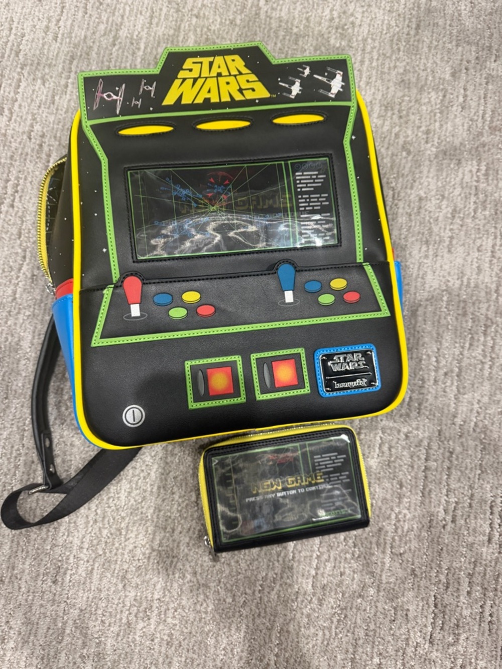 Loungefly Star Wars Arcade-Style Handheld Backpack & wallet back pack lights up!
